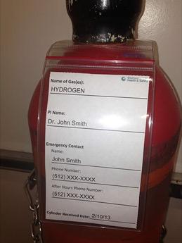 Gas cylinder name tag