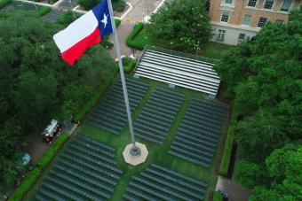 Drone Picture facing UT Texas flag